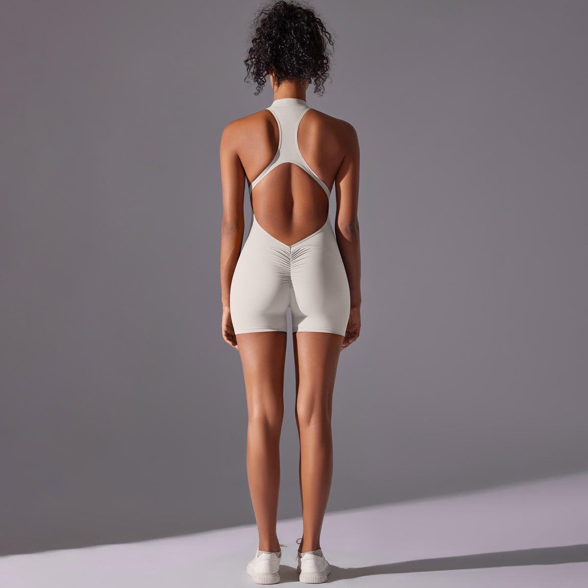 Size XL White Gray High-Impact Seamless Bodysuit - Nude Feel Yoga & Fitness Romper 4 Size XL White Gray High-Impact Seamless Bodysuit - Nude Feel Yoga & Fitness Romper - Image 4