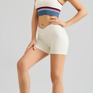 Beige Yoga Shorts - Seamless, High Waist, Tummy Control Size L