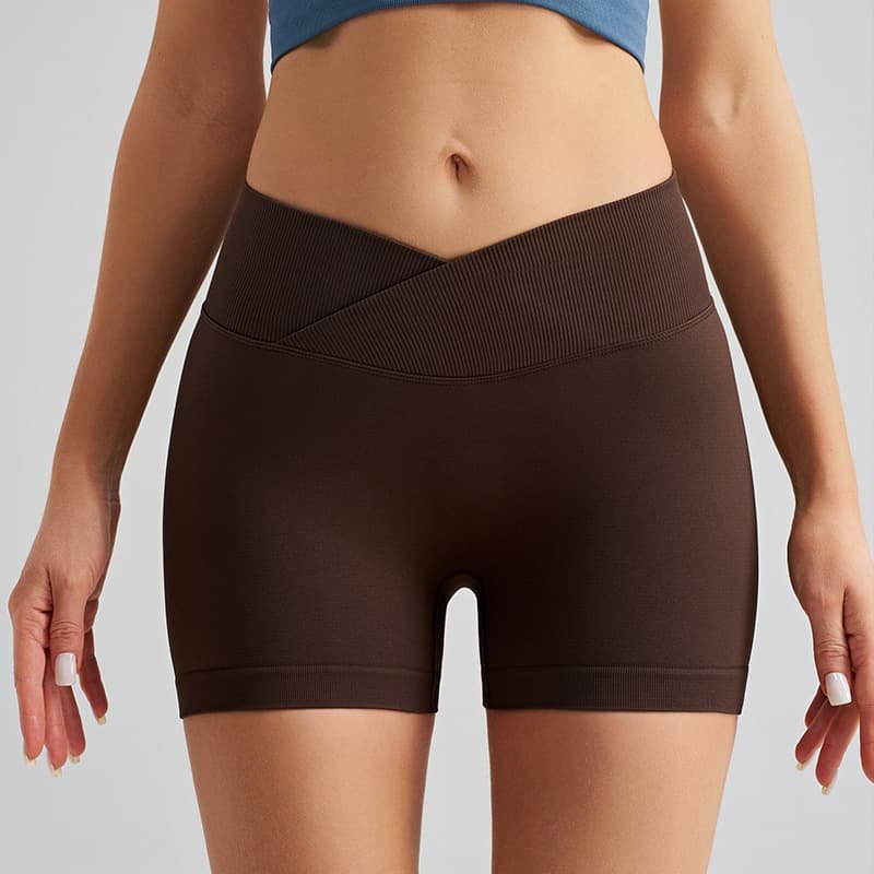 Dark Brown Yoga Shorts - Seamless, High Waist, Tummy Control Size M 2 Dark Brown Yoga Shorts - Seamless, High Waist, Tummy Control Size M - Image 2