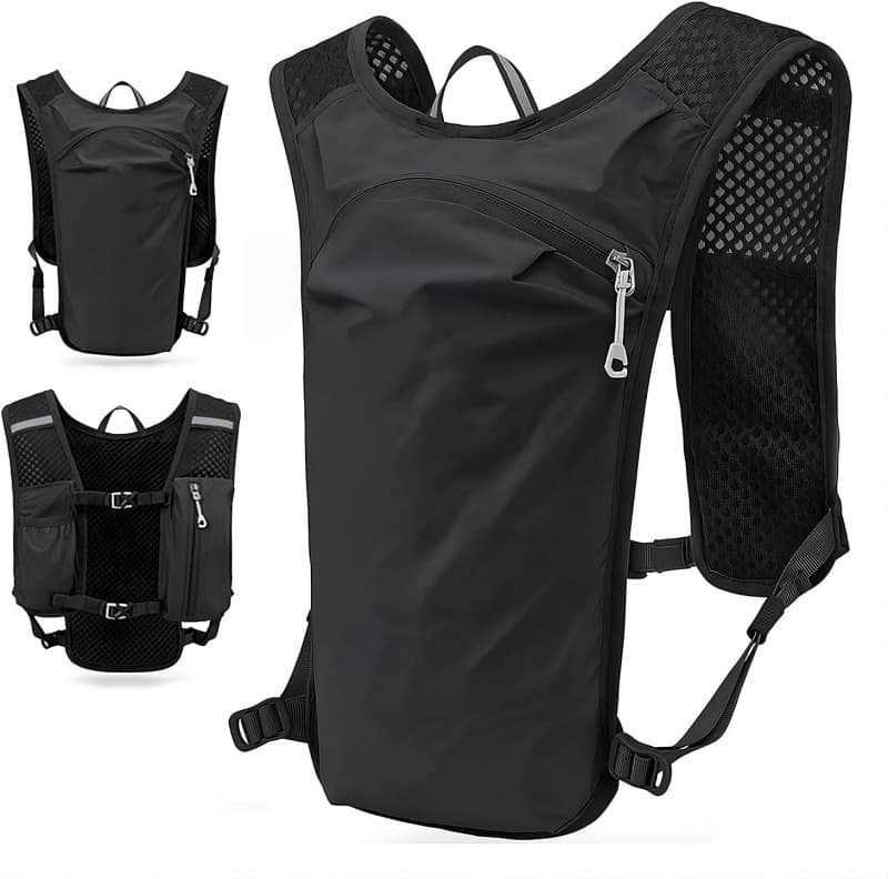 Black Lightweight Hydration Vest Pack - Breathable Running & Cycling Backpack 1 Black Lightweight Hydration Vest Pack - Breathable Running & Cycling Backpack