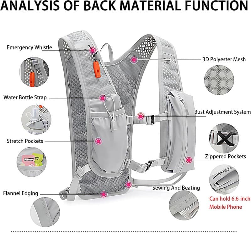 Black Lightweight Hydration Vest Pack - Breathable Running & Cycling Backpack 4 Black Lightweight Hydration Vest Pack - Breathable Running & Cycling Backpack - Image 4
