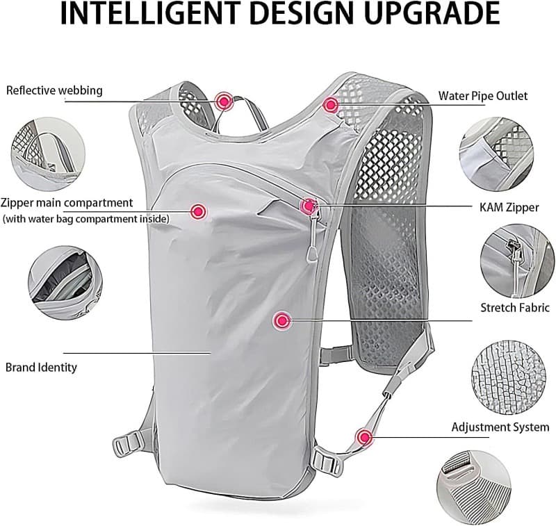 Black Lightweight Hydration Vest Pack - Breathable Running & Cycling Backpack 5 Black Lightweight Hydration Vest Pack - Breathable Running & Cycling Backpack - Image 5
