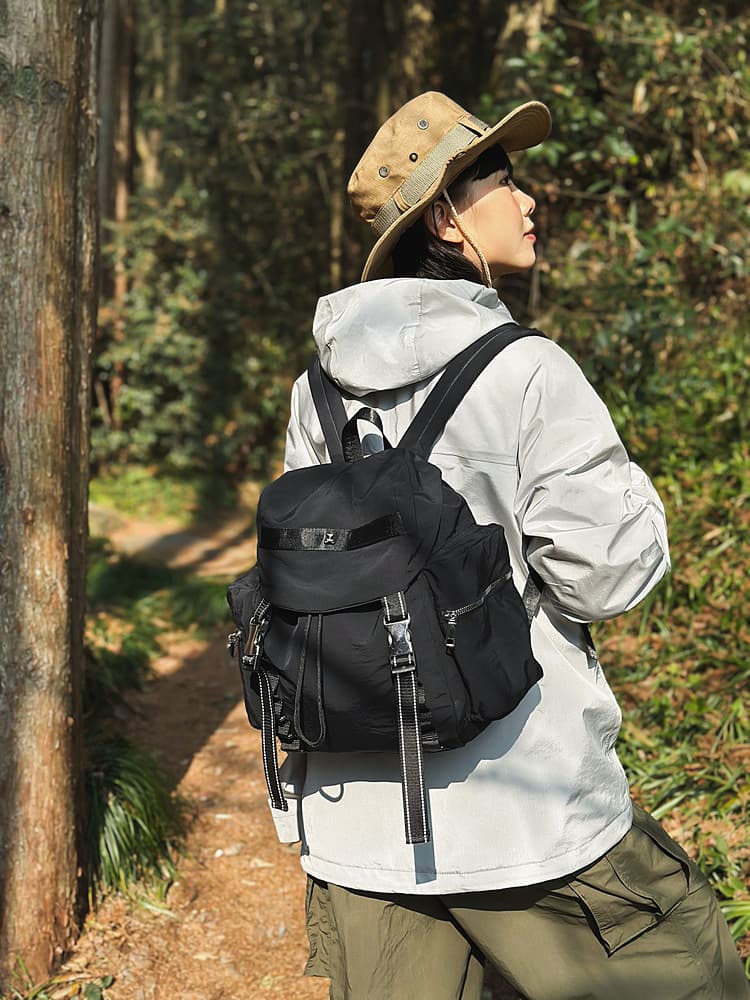 Black Lightweight Nylon Backpack - Water Resistant Travel Daypack for Women & Men 1 Black Lightweight Nylon Backpack - Water Resistant Travel Daypack for Women & Men