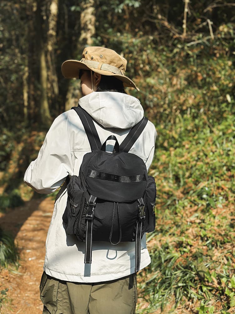Black Lightweight Nylon Backpack - Water Resistant Travel Daypack for Women & Men 3 Black Lightweight Nylon Backpack - Water Resistant Travel Daypack for Women & Men - Image 3