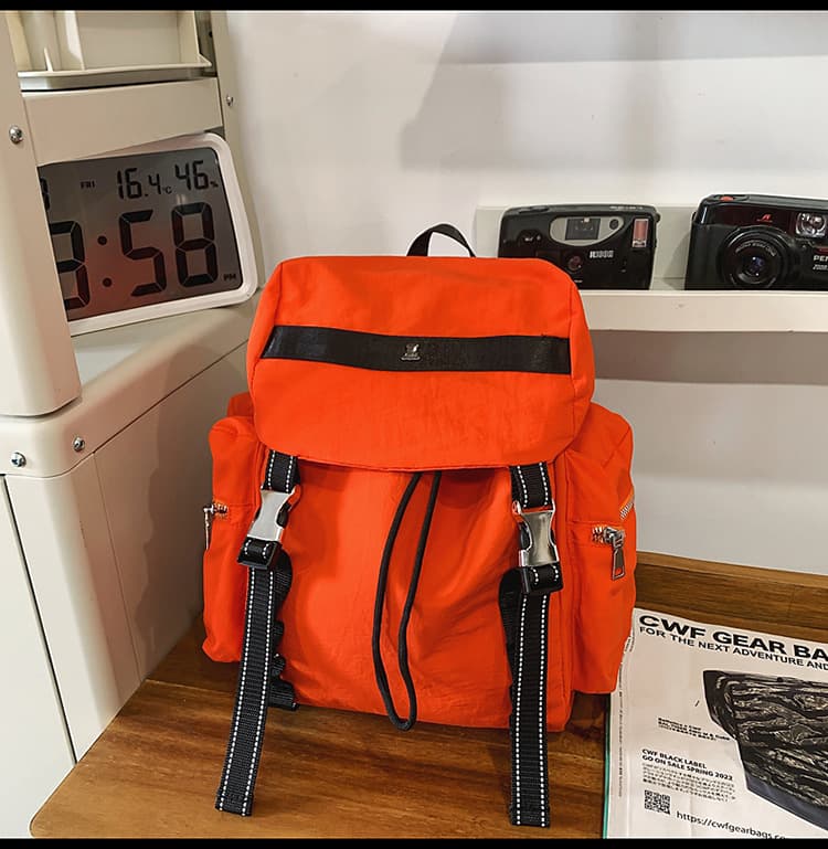 Orange Lightweight Nylon Backpack - Water Resistant Travel Daypack for Women & Men 2 Orange Lightweight Nylon Backpack - Water Resistant Travel Daypack for Women & Men - Image 2
