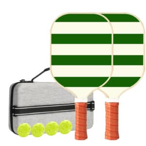 Set 2 White And Green T700 Carbon Fiber Pickleball Paddle Set - 2 Paddles, 4 Balls, and Portable Carry Bag for Adults and Students