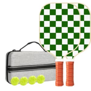 Set 5 White And Green T700 Carbon Fiber Pickleball Paddle Set - 2 Paddles, 4 Balls, and Portable Carry Bag for Adults and Students