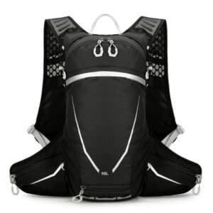 Black Lightweight 16L Outdoor Cycling & Hiking Backpack - Water-Repellent Nylon Daypack with Reflective Strips