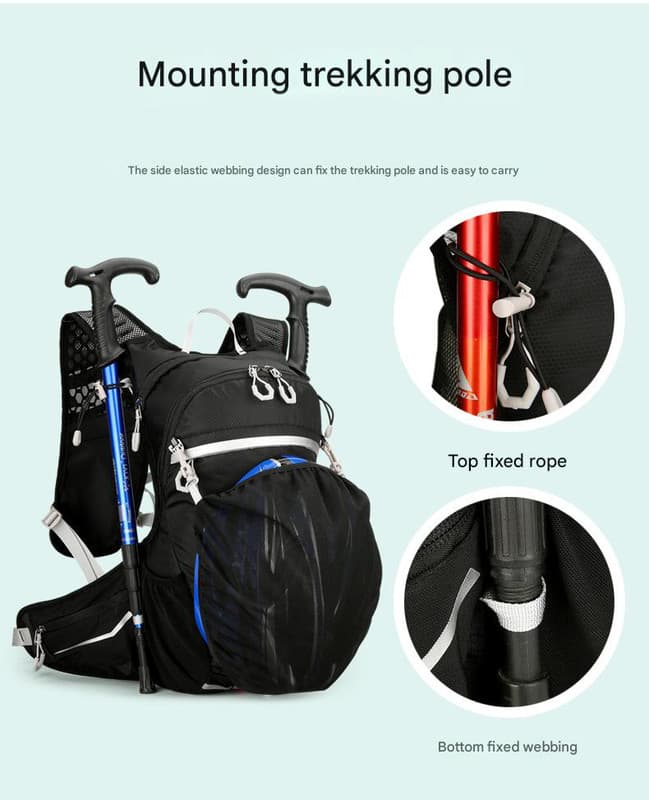 Black Lightweight 16L Outdoor Cycling & Hiking Backpack - Water-Repellent Nylon Daypack with Reflective Strips 7 Black Lightweight 16L Outdoor Cycling & Hiking Backpack - Water-Repellent Nylon Daypack with Reflective Strips - Image 7