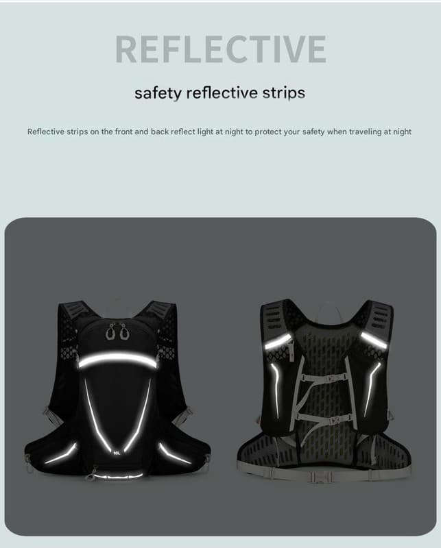 Black Lightweight 16L Outdoor Cycling & Hiking Backpack - Water-Repellent Nylon Daypack with Reflective Strips 8 Black Lightweight 16L Outdoor Cycling & Hiking Backpack - Water-Repellent Nylon Daypack with Reflective Strips - Image 8