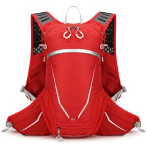 Red Lightweight 16L Outdoor Cycling & Hiking Backpack - Water-Repellent Nylon Daypack with Reflective Strips