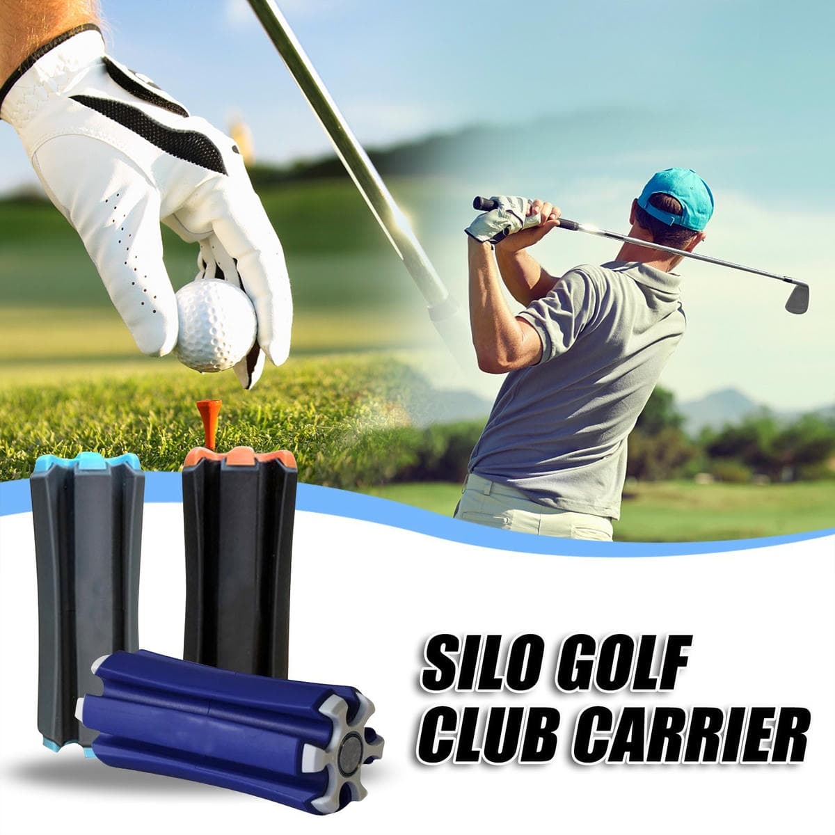Grey-blue Set of 2 Portable Golf Club Carrier Holders - Lightweight Club Organizer Caddy 4 Grey-blue Set of 2 Portable Golf Club Carrier Holders - Lightweight Club Organizer Caddy - Image 4