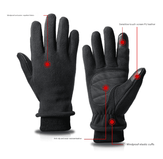XL Black Warm Windproof Touchscreen Gloves - Anti-Slip Grip for Winter Cycling & Outdoor Sports 2 XL Black Warm Windproof Touchscreen Gloves - Anti-Slip Grip for Winter Cycling & Outdoor Sports - Image 2