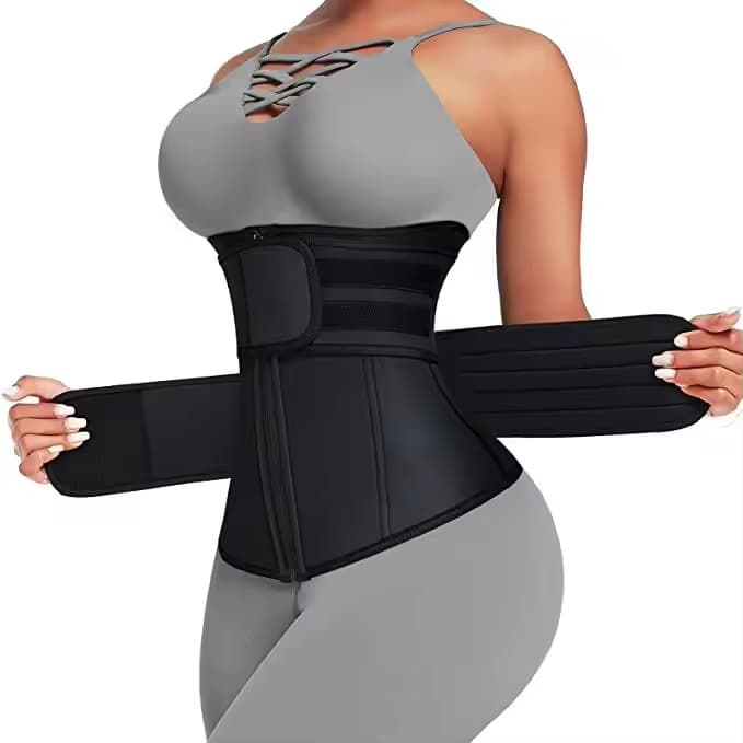 Size M Black Womens Sweat-Enhancing Waist Trainer Belt - Dual Strap Zipper Tummy Control Cincher for Workout & Postpartum Shaping 1 Size M Black Womens Sweat-Enhancing Waist Trainer Belt - Dual Strap Zipper Tummy Control Cincher for Workout & Postpartum Shaping