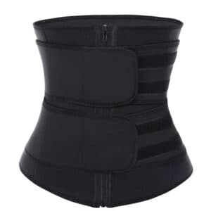 Size XXL Black Womens Sweat-Enhancing Waist Trainer Belt - Dual Strap Zipper Tummy Control Cincher for Workout & Postpartum Shaping