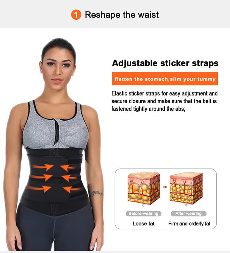 Size 4XL Black Womens Sweat-Enhancing Waist Trainer Belt - Dual Strap Zipper Tummy Control Cincher for Workout & Postpartum Shaping 4 Size 4XL Black Womens Sweat-Enhancing Waist Trainer Belt - Dual Strap Zipper Tummy Control Cincher for Workout & Postpartum Shaping - Image 4