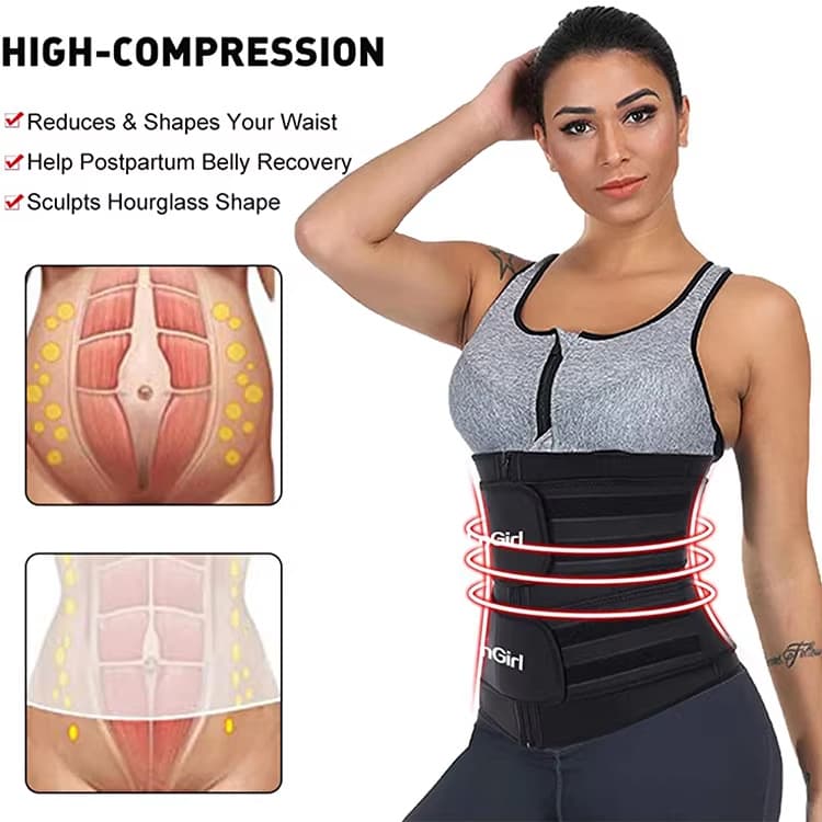 Size 4XL Black Womens Sweat-Enhancing Waist Trainer Belt - Dual Strap Zipper Tummy Control Cincher for Workout & Postpartum Shaping 5 Size 4XL Black Womens Sweat-Enhancing Waist Trainer Belt - Dual Strap Zipper Tummy Control Cincher for Workout & Postpartum Shaping - Image 5