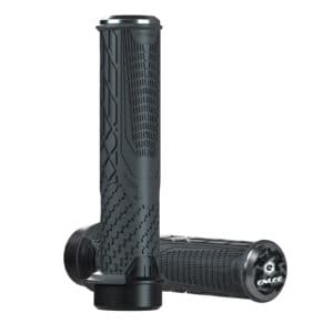 Dark Grey Ergonomic Lock-On Bike Grips - Anti-Slip TPR Rubber, Alloy Rings & Plugs for MTB & Commuter Bikes
