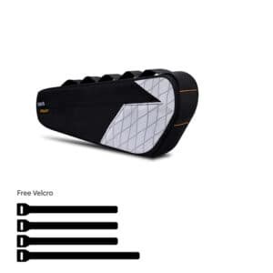 Black and White Waterproof Bicycle Frame Bag - 2.5L Slim Top Tube Storage Pouch for Cycling Essentials