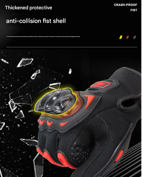 Size M Black Protective Motorcycle Riding Gloves - Hard Knuckle Armour & Touchscreen Fingertips | Fitness Equipment Store