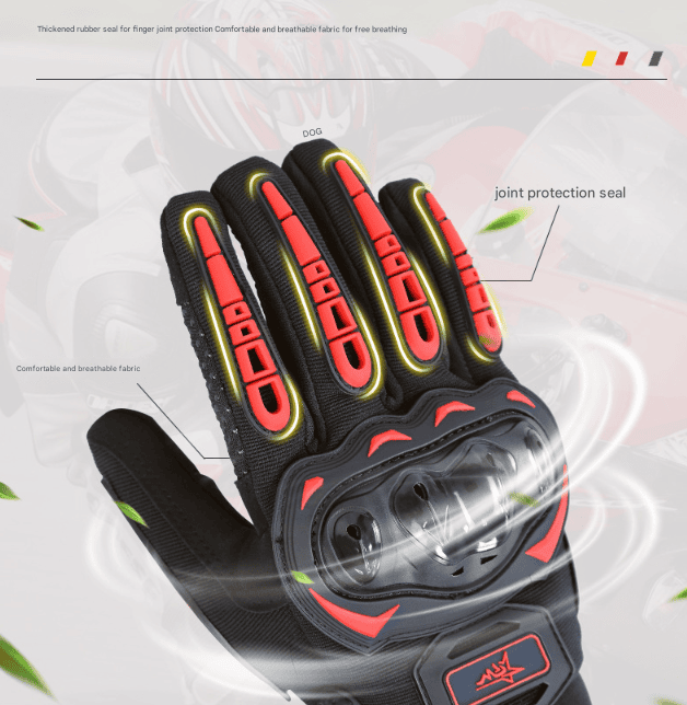 Size M Red and Black Protective Motorcycle Riding Gloves - Hard Knuckle Armour & Touchscreen Fingertips 7 Size M Red and Black Protective Motorcycle Riding Gloves - Hard Knuckle Armour & Touchscreen Fingertips - Image 7