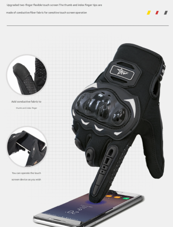 Size M Green and Black Protective Motorcycle Riding Gloves - Hard Knuckle Armour & Touchscreen Fingertips | Fitness Equipment Store