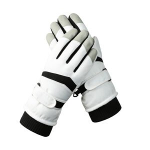 Men's White Color Combination Top-Rated Waterproof Touchscreen Ski Gloves - Fleece-Lined for Men & Women | Fitness Equipment Store