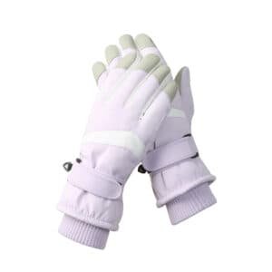 Women's Purple-white Color Combination Top-Rated Waterproof Touchscreen Ski Gloves - Fleece-Lined for Men & Women