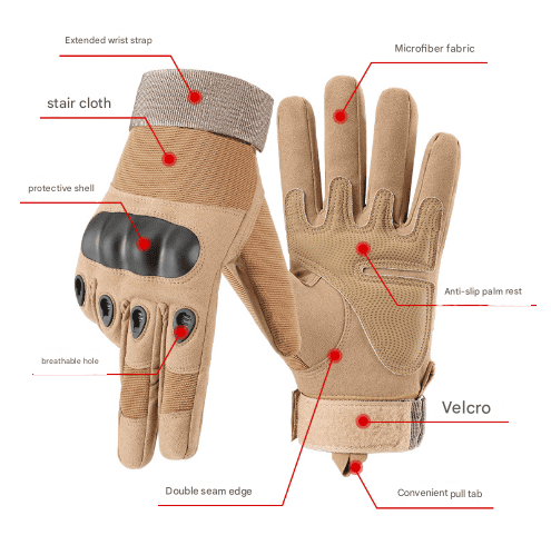 M Khaki Hard Knuckle Tactical Gloves - Full-Finger Protective Gear for Motorcycle, Cycling & Outdoor Sports 2 M Khaki Hard Knuckle Tactical Gloves - Full-Finger Protective Gear for Motorcycle, Cycling & Outdoor Sports - Image 2