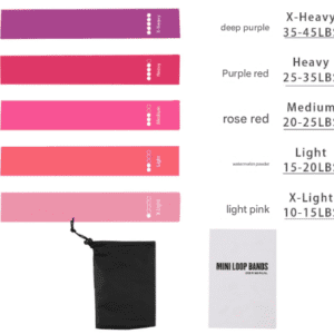 Pink 10 Pieces of 2 Sets Premium Resistance Loop Bands - Fitness Exercise Bands for Legs, Glutes, and Strength Training with Carry Bag