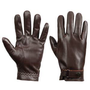 M Dark Brown Premium Men's Genuine Sheepskin Leather Driving & Cycling Gloves