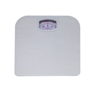 White Classic Mechanical Bathroom Scale - Battery-Free Analog Body Weight Scale with Non-Slip Platform