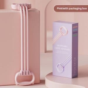 Pink Adjustable Resistance Chest Expander with 6 Levels - Cute Cat Ear Puller for Full Body Workout