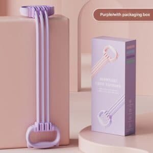 Purple Adjustable Resistance Chest Expander with 6 Levels - Cute Cat Ear Puller for Full Body Workout