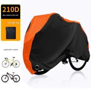 Size L Black And Orange All-Weather 210D Bicycle Cover - Waterproof & UV-Proof Outdoor Bike Protector with Lock Hole & Storage Bag