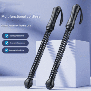 Black Cordless Battle Ropes - Heavy Duty Spring Steel Power Trainers for Full Body Strength & Cardio Workout