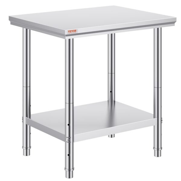 VEVOR Commercial Worktable & Workstation 24 x 30 x 32 Inch Stainless Steel Work Table Heavy Duty Commercial Food Prep Work Table for Home, Kitchen, Restaurant Metal Prep Table with Adjustable Feet | Fitness Equipment Store