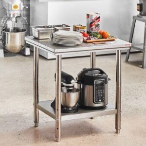 VEVOR Commercial Worktable & Workstation 24 x 30 x 32 Inch Stainless Steel Work Table Heavy Duty Commercial Food Prep Work Table for Home, Kitchen, Restaurant Metal Prep Table with Adjustable Feet | Fitness Equipment Store