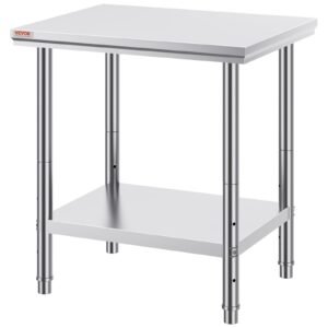 VEVOR Commercial Worktable & Workstation 24 x 30 x 32 Inch Stainless Steel Work Table Heavy Duty Commercial Food Prep Work Table for Home, Kitchen, Restaurant Metal Prep Table with Adjustable Feet | Fitness Equipment Store
