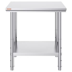 VEVOR Commercial Worktable & Workstation 24 x 30 x 32 Inch Stainless Steel Work Table Heavy Duty Commercial Food Prep Work Table for Home, Kitchen, Restaurant Metal Prep Table with Adjustable Feet | Fitness Equipment Store