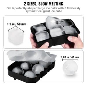VEVOR Ice Cube Trays (Set of 2), 2-in-1 Combo with Silicone Sphere Ice Ball Maker & Large Square Ice Cube Maker with Lid, Reusable Easy Release BPA Free Ice Tray Set for Whiskey Cocktails Bourbon 3 VEVOR Ice Cube Trays (Set of 2), 2-in-1 Combo with Silicone Sphere Ice Ball Maker & Large Square Ice Cube Maker with Lid, Reusable Easy Release BPA Free Ice Tray Set for Whiskey Cocktails Bourbon | Fitness Equipment Store