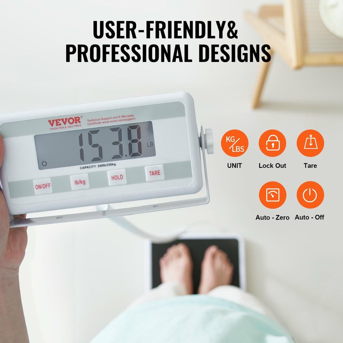 VEVOR Portable Medical Scale Digital Physician Weight Scale Anti-Slip Mat 550LBS 5 VEVOR Portable Medical Scale Digital Physician Weight Scale Anti-Slip Mat 550LBS - Image 5