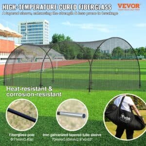 VEVOR Baseball Batting Cage, Softball and Baseball Batting Cage Net and Frame, 22x12x8ft Practice Portable Cage Net with Carry Bag, Heavy Duty Enclosed Pitching Cage, for Backyard Batting Hitting Training 670CM 2 VEVOR Baseball Batting Cage, Softball and Baseball Batting Cage Net and Frame, 22x12x8ft Practice Portable Cage Net with Carry Bag, Heavy Duty Enclosed Pitching Cage, for Backyard Batting Hitting Training 670CM | Fitness Equipment Store