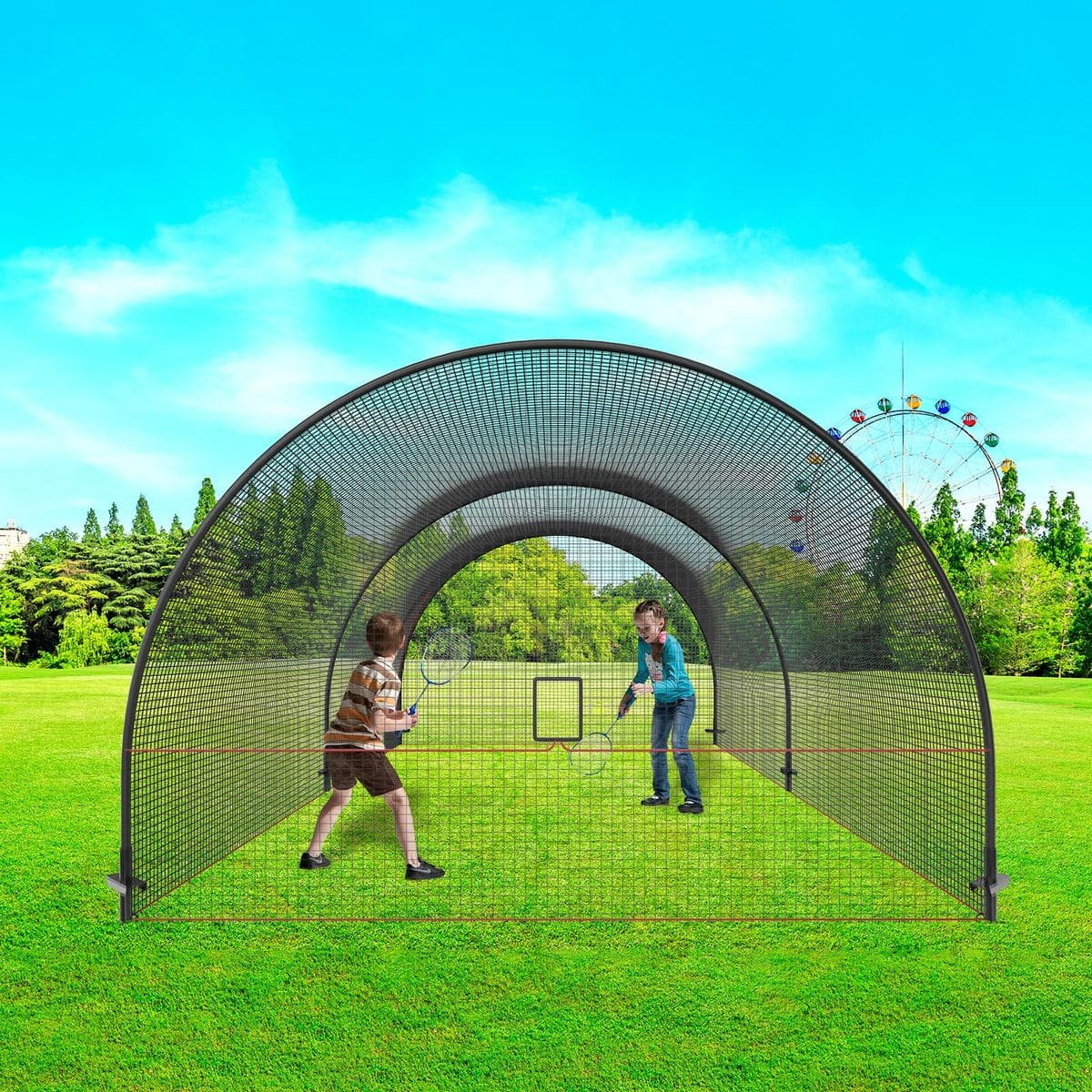 V952-BYBLXWKWBLXW771VRV0-202508011246-07.jpg VEVOR Baseball Batting Cage, Softball and Baseball Batting Cage Net and Frame, 22x12x8ft Practice Portable Cage Net with Carry Bag, Heavy Duty Enclosed Pitching Cage, for Backyard Batting Hitting Training 670CM | Fitness Equipment Store