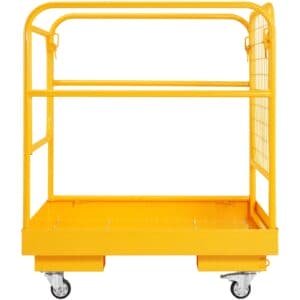 VEVOR Forklift Safety Cage, 544 kg Load Capacity, 92 x 92 cm Folding Forklift Work Platform with Lockable Swivel Wheels, Drain Hole, and Device Chain, Holds 1 to 2 Adults, Perfect for Aerial Work