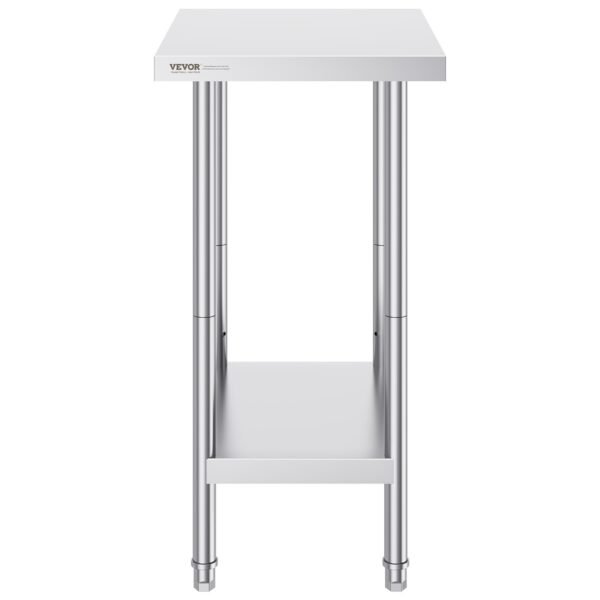 VEVOR Stainless Steel Prep Table, 24 x 18 x 34 Inch, Heavy Duty Metal Worktable with 3 Adjustable Height Levels, Commercial Workstation for Kitchen Garage Restaurant Backyard | Fitness Equipment Store