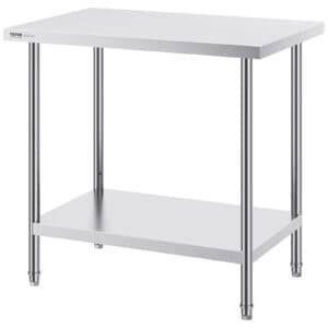 VEVOR Stainless Steel Prep Table, 24 x 36 x 34 Inch, Heavy Duty Metal Worktable with 3 Adjustable Height Levels, Commercial Workstation for Kitchen Garage Restaurant Backyard 9 VEVOR Stainless Steel Prep Table, 24 x 36 x 34 Inch, Heavy Duty Metal Worktable with 3 Adjustable Height Levels, Commercial Workstation for Kitchen Garage Restaurant Backyard | Fitness Equipment Store