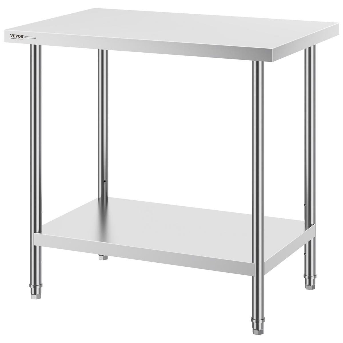V952-CFBXGGZTLCWJOPMIYV0-202507141627-08.jpg VEVOR Stainless Steel Prep Table, 24 x 36 x 34 Inch, Heavy Duty Metal Worktable with 3 Adjustable Height Levels, Commercial Workstation for Kitchen Garage Restaurant Backyard | Fitness Equipment Store