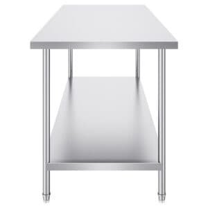 VEVOR Stainless Steel Prep Table, 30 x 72 x 34 Inch, Heavy Duty Metal Worktable with 3 Adjustable Height Levels, Commercial Workstation for Kitchen Garage Restaurant Backyard | Fitness Equipment Store