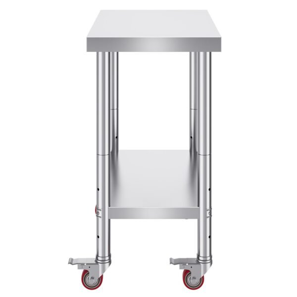 VEVOR 30x18x34 Inch Stainless Steel Work Table 3-Stage Adjustable Shelf with 4 Wheels Heavy Duty Commercial Food Prep Worktable with Brake for Kitchen Prep Work | Fitness Equipment Store